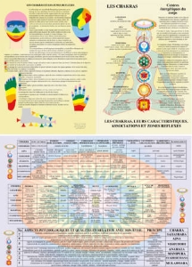 Planche cellophanée Les Chakras et leurs caractéristiques (A4 double)