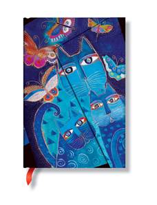 Carnet Paperblanks Chats Bleus et Papillons - Ligné | Mini